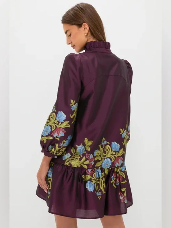 Tuckernuck Winetasting Dianthus Jacquard Palmerston Dress - Picture 5 of 6